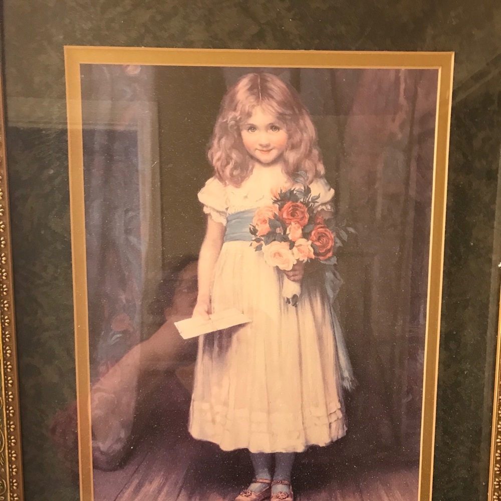 Girl with a letter framed print